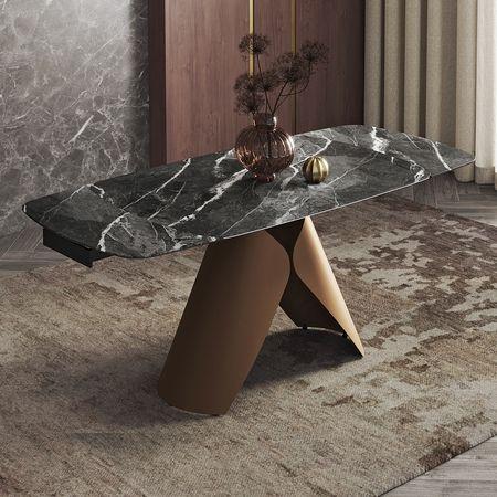 Aeris Ceramic 4 to 6 Seater Extendable Dining Table in Black Jade