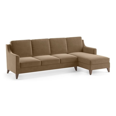 Abbey Sectional Sofa (Colour : Fawn Velvet, Cushion : Soft, Seater : Right Aligned 3 Seater + Right Aligned Chaise)