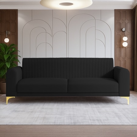 Veniza Velvet 3 Seater Sofa In Black Colour