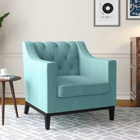 Othello Fabric Lounge Chair in Icy Turquoise Colour