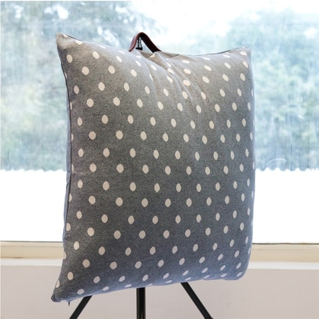 Dottie Knit Cushion Cover  Light Grey Natural 27.5X27.5  Inches
