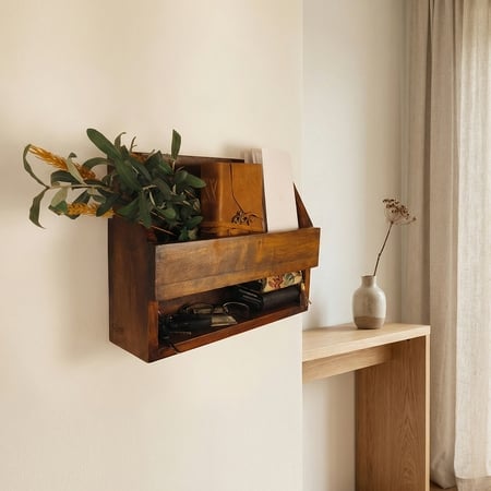 Riverdale Wooden Wall Shelf Organiser With Key Holders