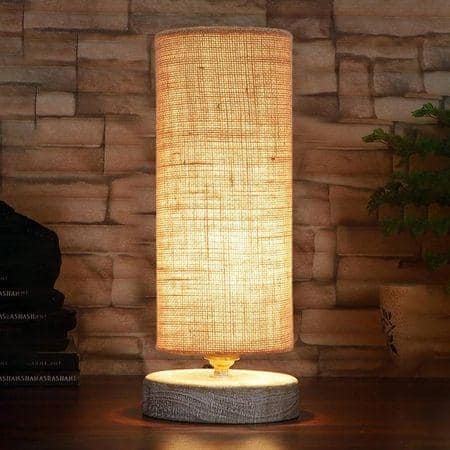 Chase Beige Jute table lamp with White Brushed wood base