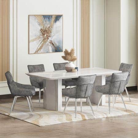 Nova Faux Marble 6 Seater Dining Table