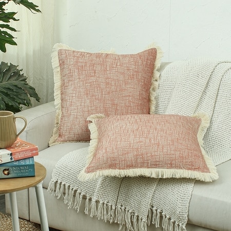 Classic Texture Set Of 2 Cushion Cover With Rust Colour