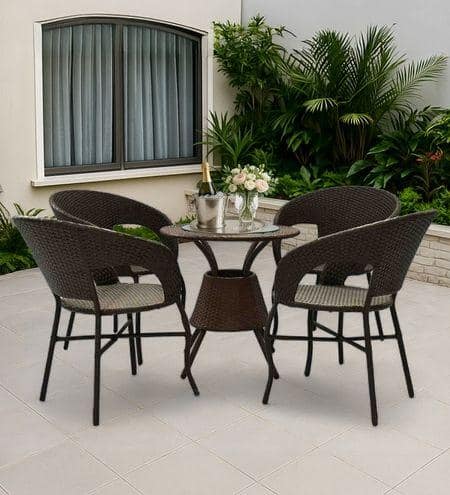 Ballarat Wicker Table And Chair Set In Bombay Brown Dual Tone Finish