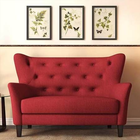 Frida 2 Seater Fabric Loveseat In Salsa Red Colour