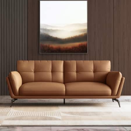 Vetra 3 Seater Leather Sofa In Pecan Brown Colour