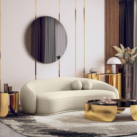 Mia 3 Seater Fabric Sofa In Angora White