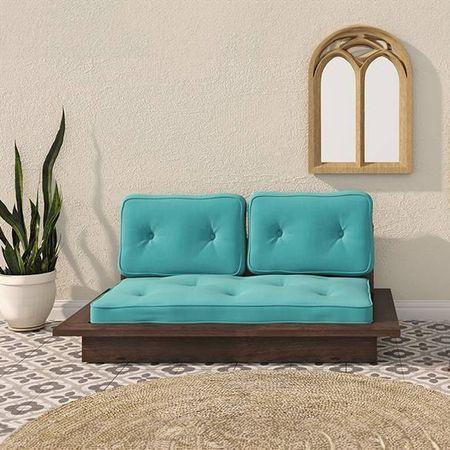 Ankara 2 Seater Wooden Sofa (Teal Blue)