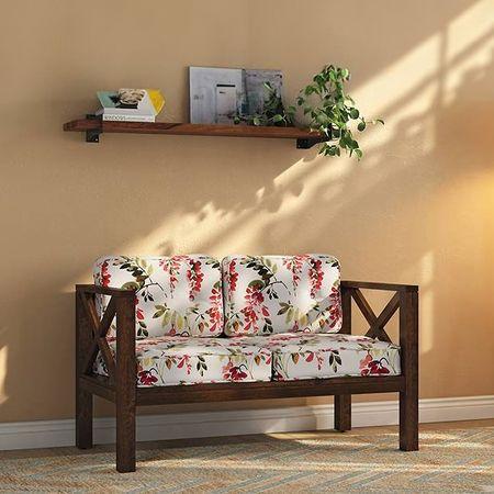 Farmone 2 Seater Wooden Sofa (Red)