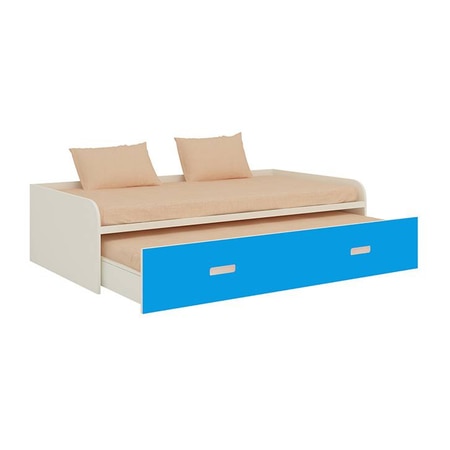 Celestia Engineered Wood Bed in Ivory Azure Blue Colour