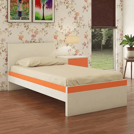 Riga Engineered Wood Bed in Light Orange Colour