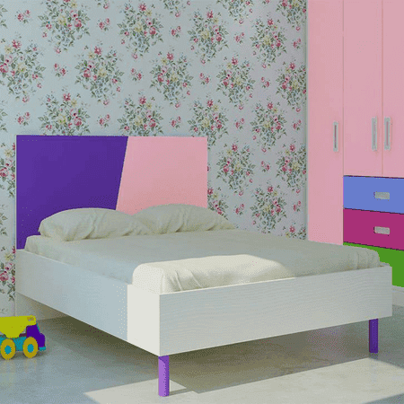 Fiona Engineered Wood Non Storage Bed in Lavender Purple English Pink Colour