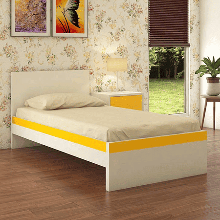 Riga Engineered Wood Bed in Mango Yellow Colour