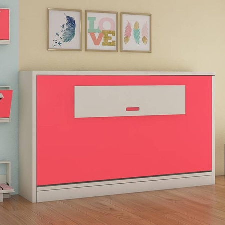 Mystica Engineered Wood Bed in Strawberry Pink Colour