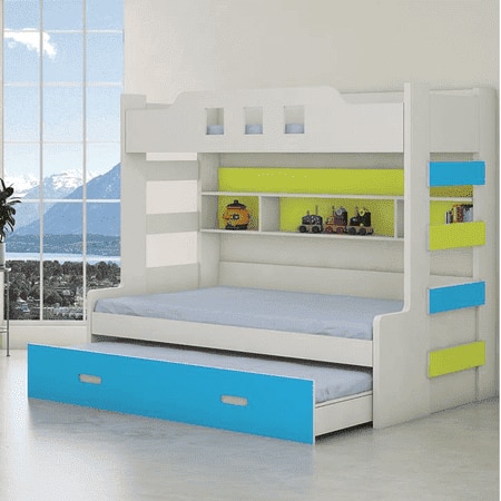 Odessa Engineered Wood Storage Bunk Bed Lime Yellow Azure Blue