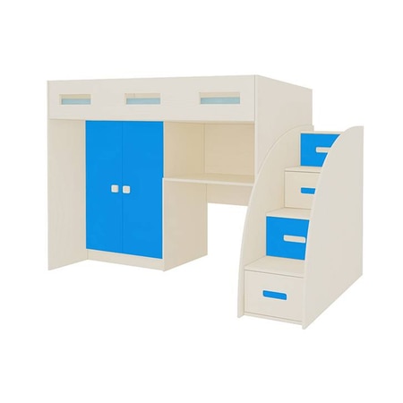 Bonita Engineered Wood Drawer and Box Storage Bed in Blue Colour