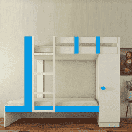 Evita Engineered Wood Box Storage Bunk Bed Azure Blue