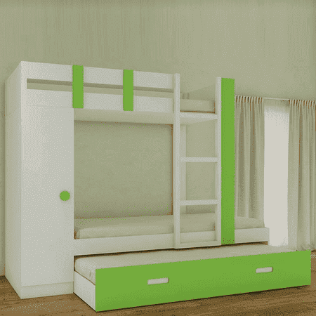 Evita Trundle Engineered Wood Box Storage Bunk Bed Verdant Green