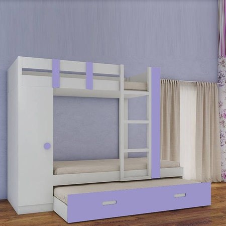 Evita Trundle Engineered Wood Box Storage Bunk Bed Persian Lilac