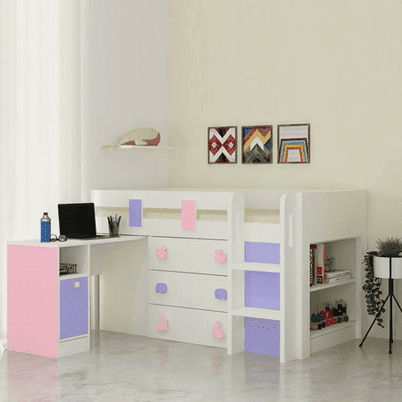 Sonoma Engineered Wood Drawer Storage Bed in pink Colour