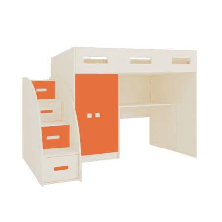 Bonita Engineered Wood Drawer and Box Storage Bed in Orange Colour