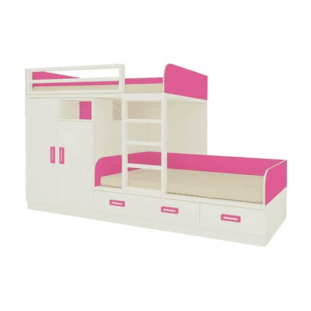 Eskada Engineered Wood Box & Drawer Storage Bunk Bed Barbie Pink