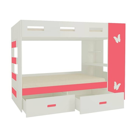 Rio Engineered Wood Box & Drawer Storage Bunk Bed Strawberry Pink