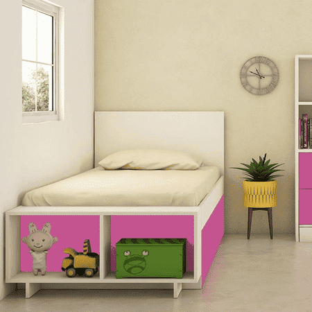 Minerva Engineered Wood Drawer Storage Bed in Pink Colour