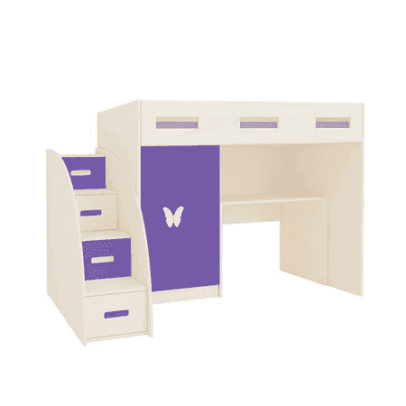 Bonita Engineered Wood Drawer and Box Storage Bed in Purple Colour
