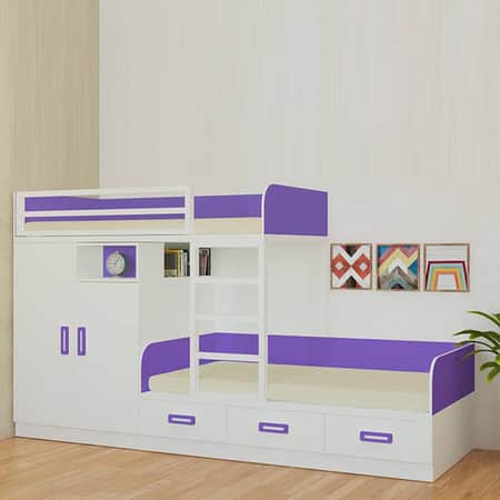 Eskada Engineered Wood Box & Drawer Storage Bunk Bed Lavender Purple