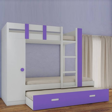 Evita Trundle Engineered Wood Box Storage Bunk Bed Lavender Purple