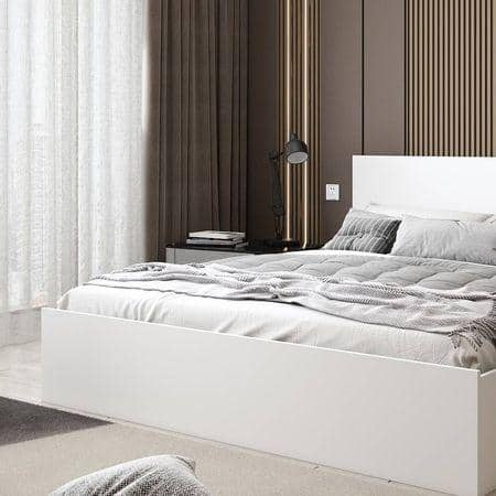 Carnival Queen Bed With Box Storage In Frosty White Color