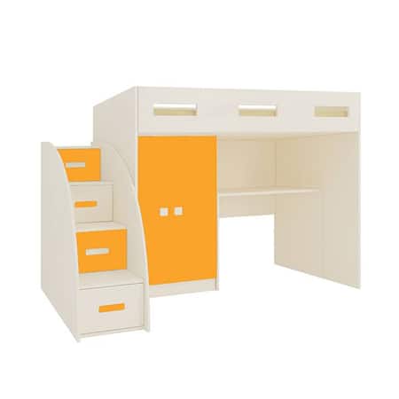 Bonita Engineered Wood Box & Drawer Storage Bunk Bed Light Wood Mango Yellow