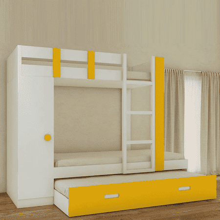 Evita Trundle Engineered Wood Box Storage Bunk Bed Mango Yellow