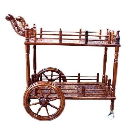 Shilpi Sheesham Wood Standard Handmade Wheel Decor Service Bar Trolley