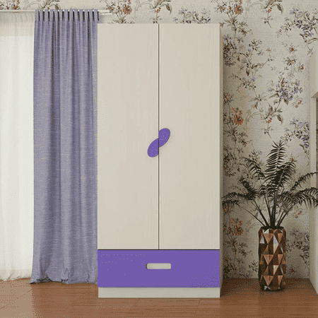 Emelia Engineered Wood Wardrobe in Purple Colour