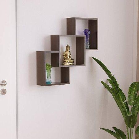 BLUEWUD Grubbin Engineered Wood Wall Shelf, Display Rack, 3 Shelves (Wenge)…
