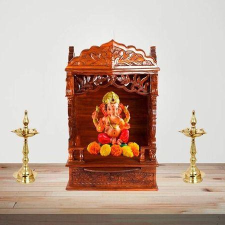 Anjali Solid Wood Free Standing Prayer Unit