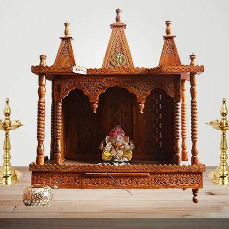 Dhruv Solid Wood Free Standing Prayer Unit