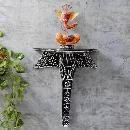 Jade Black Solid Wood Wal Shelf