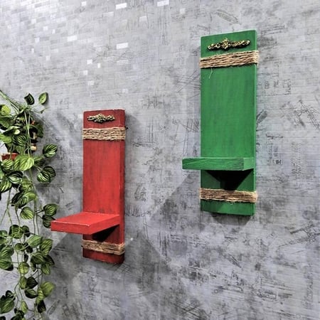 Reva Multicolor Solid Wood Wal Shelf