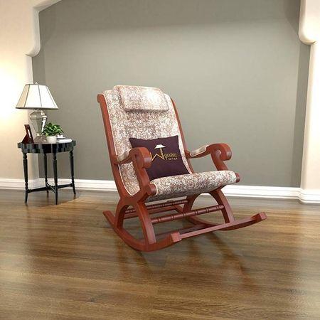 Faren Solid Wood Rocking Chair in Beige printed Colour