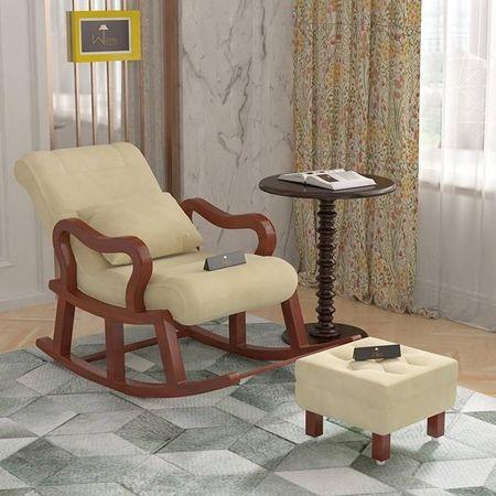 Allson Solid Wood Rocking Chair in Beige Colour