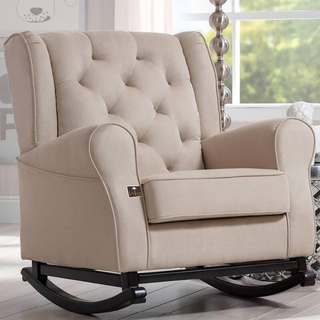 Kimberlin Solid Wood Rocking Chair in Beige Leatherette Colour