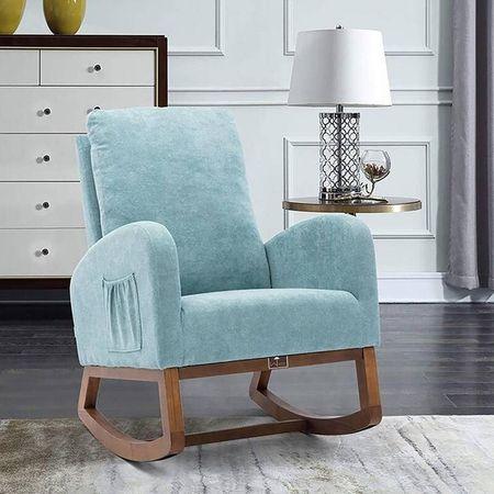 Rigg Solid Wood Rocking Chair in Blue Colour