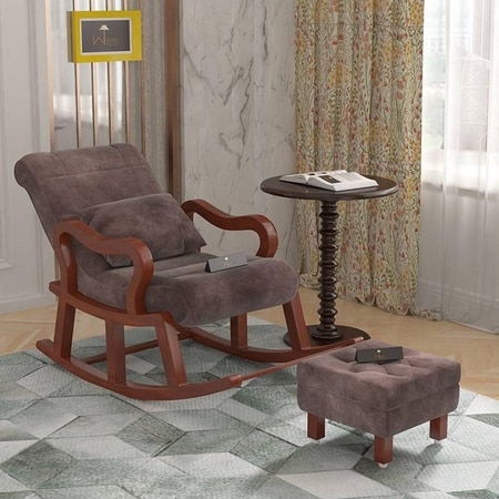 Yorick Solid Wood Rocking Chair in Brown Colour