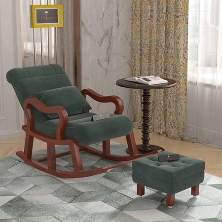 Traye Solid Wood Rocking Chair in Green Colour