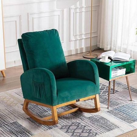 Averil Solid Wood Rocking Chair in Green Colour